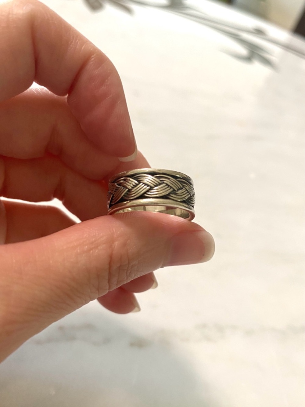 Vintage Solid Sterling Silver Braided Woven 925 Ring
